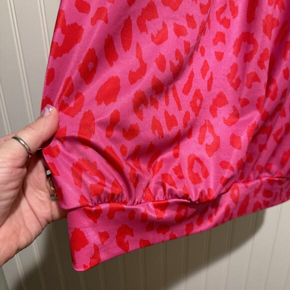 Lane Bryant Red Pink Leopard Tankini Swim Top Lightly Lined No Wire Plus Size 22 - Picture 2 of 6